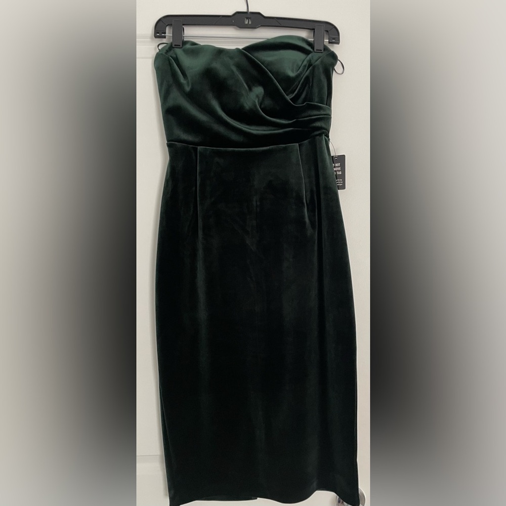 Express velvet strapless dress